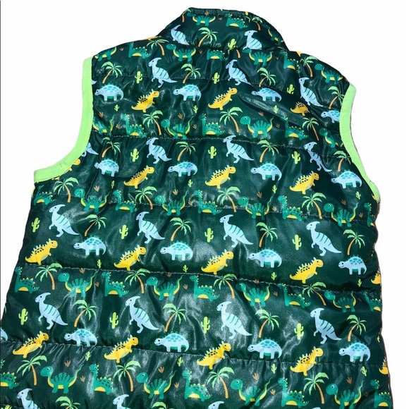 Little rebels 12 months green dinosaur puffer vest - Picture 2 of 5